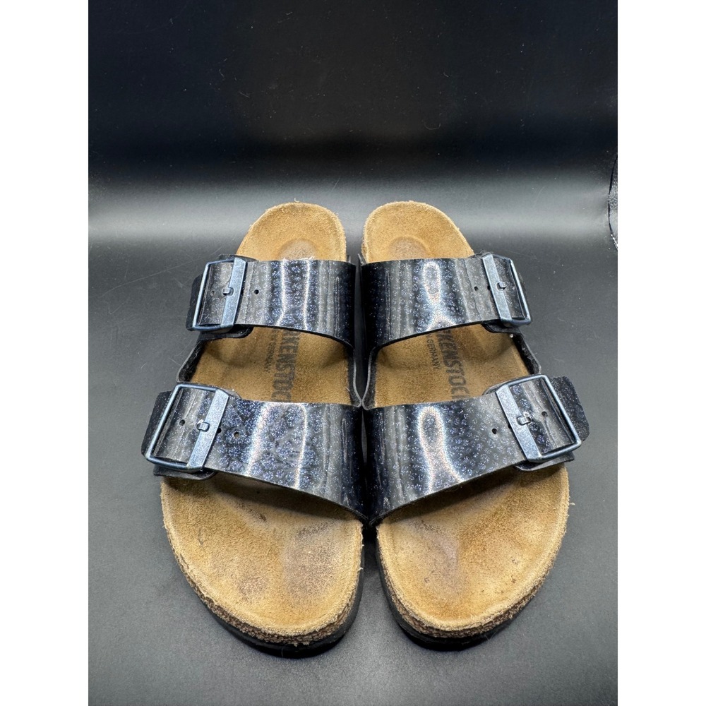 Birkenstock Arizona Shiny Python Navy Glitter Sandals Womens 37 L6 M4 Slides